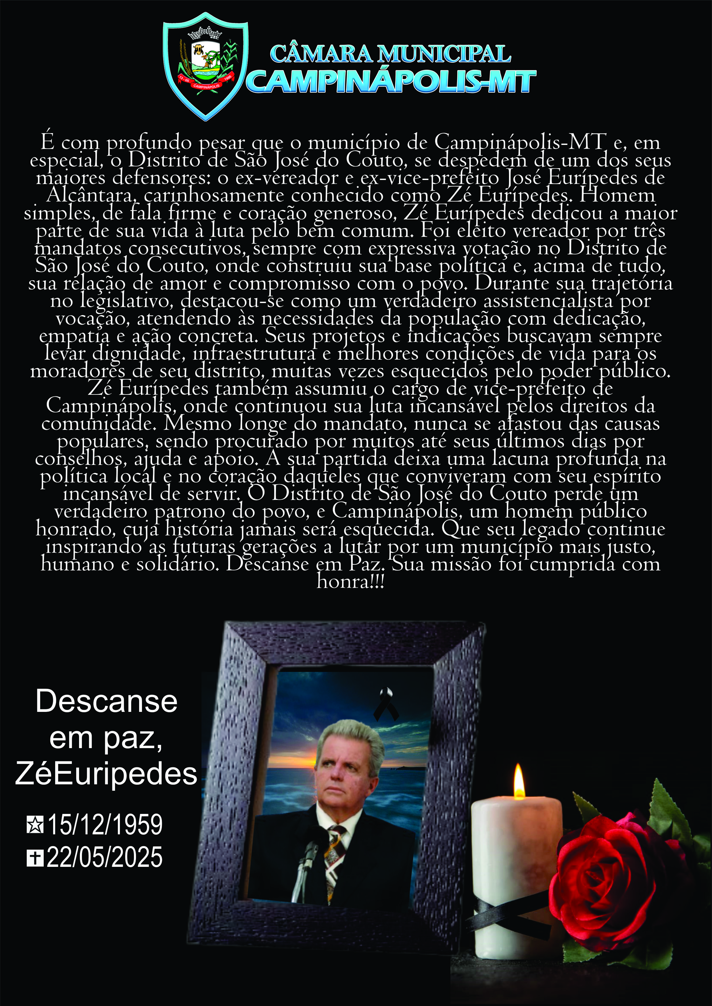 Homenagem Póstuma ao Ex-Vereador José Eurípedes de Alcântara